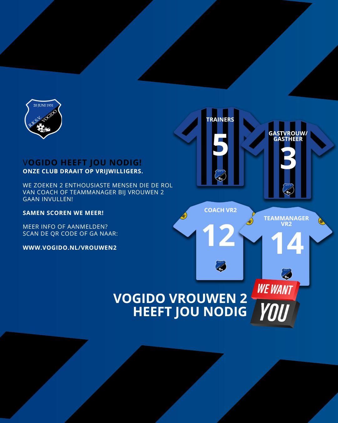 Vrouwen 2 zoekt versterking!