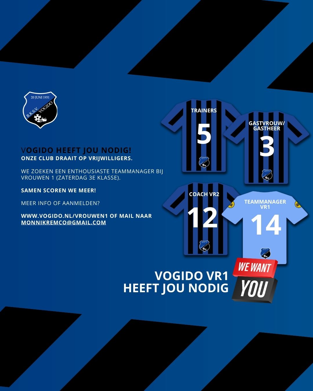 Gezocht: teammanager voor Vrouwen 1