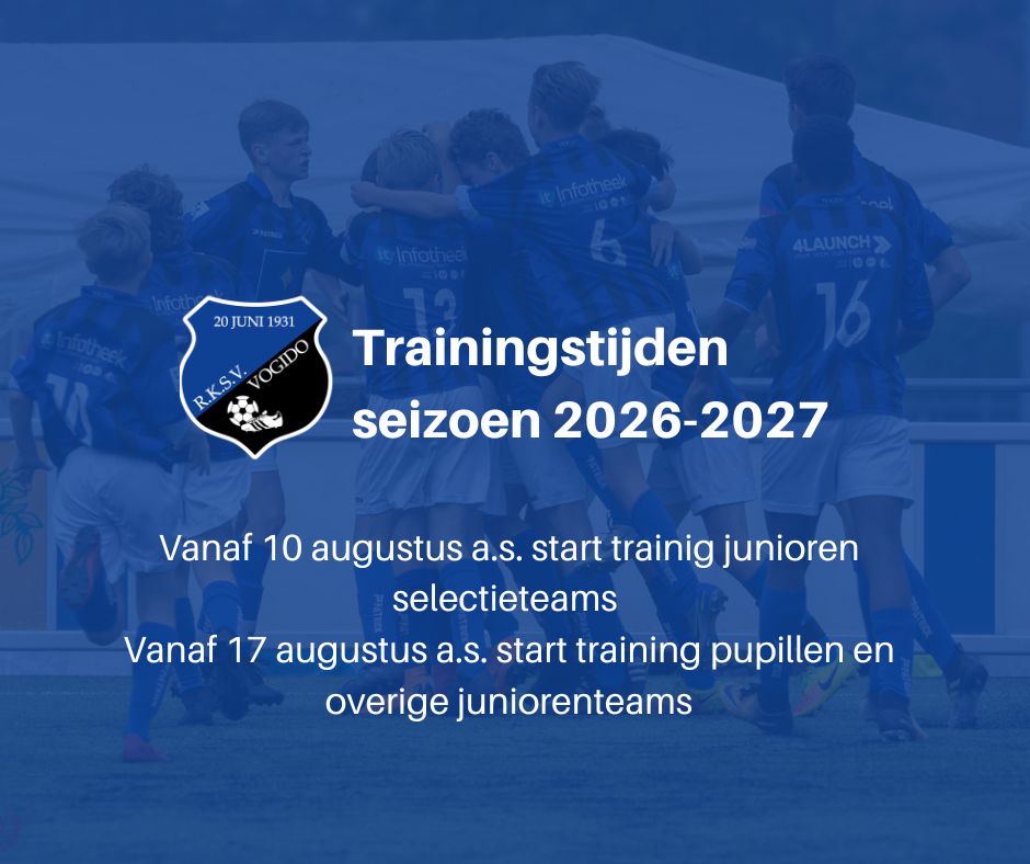 Trainingstijden seizoen 2026-2027